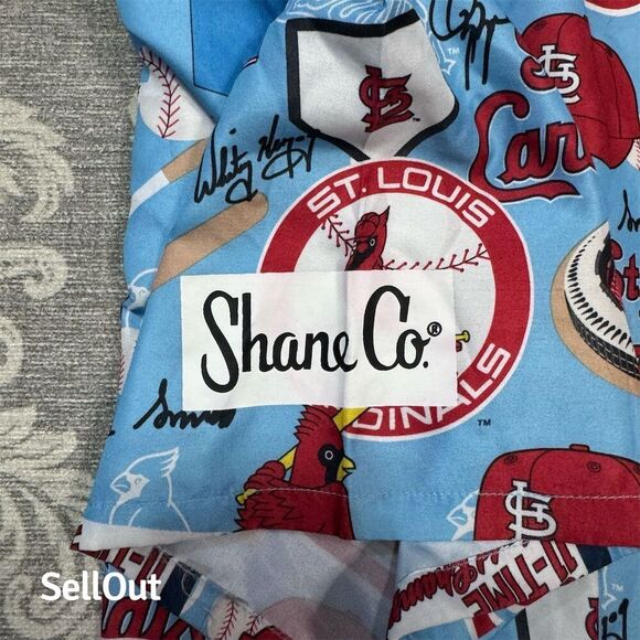 St. Louis Cardinals Men's XL Blue Hawaiian Graphic Print Shirt Short Sleeve - Picture 7 of 7